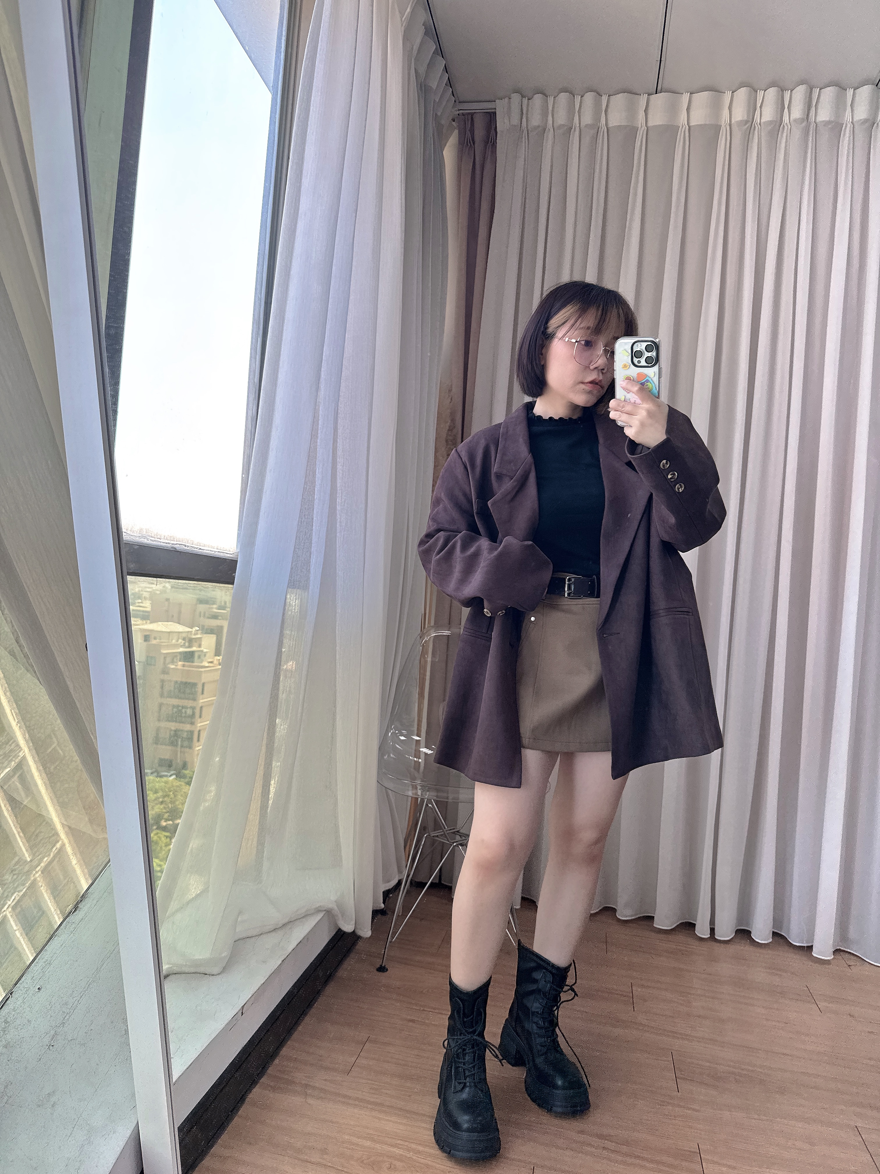 附皮帶A字挺版水洗短裙