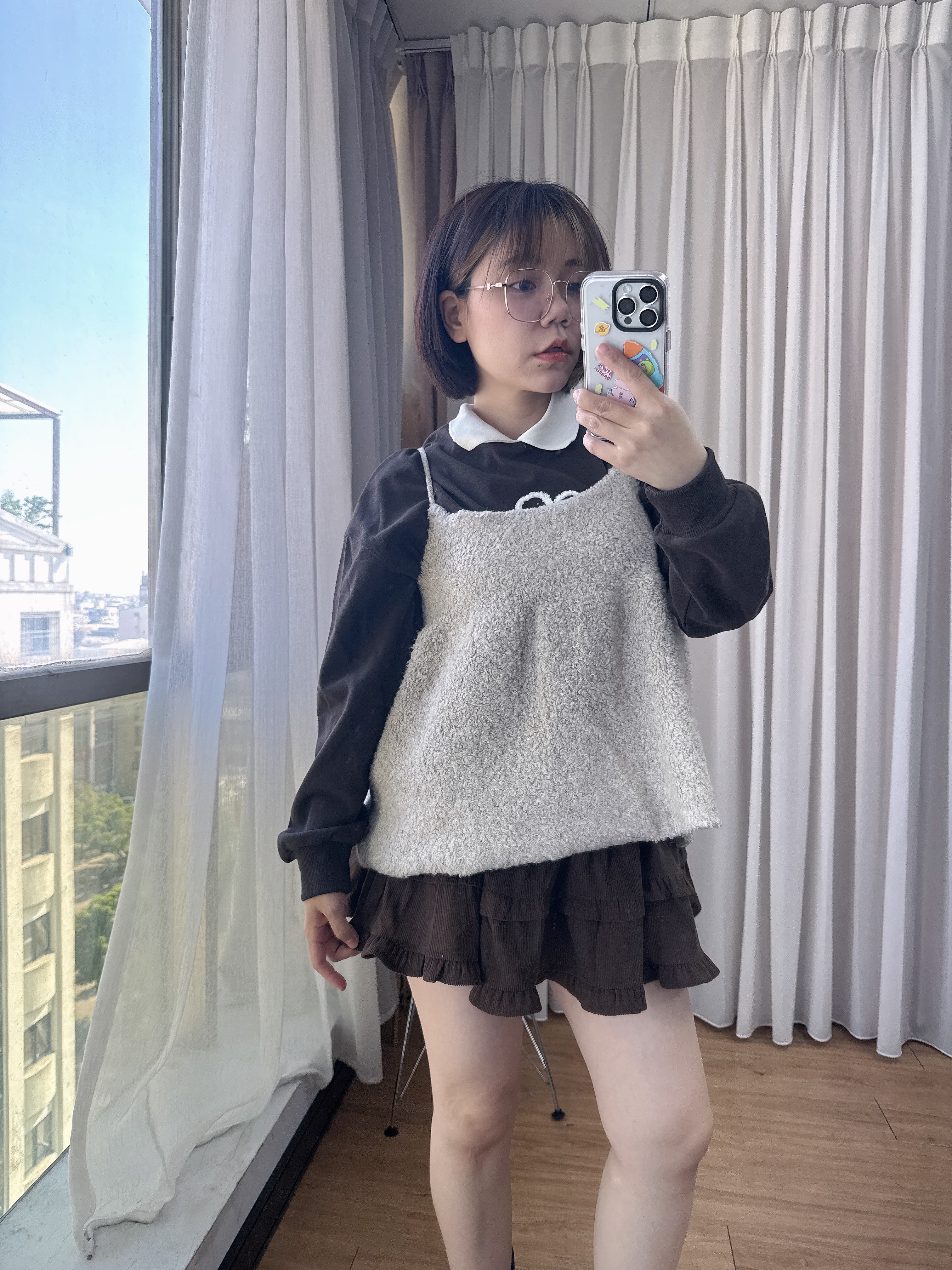 燈芯絨蛋糕百褶裙（有安全褲）