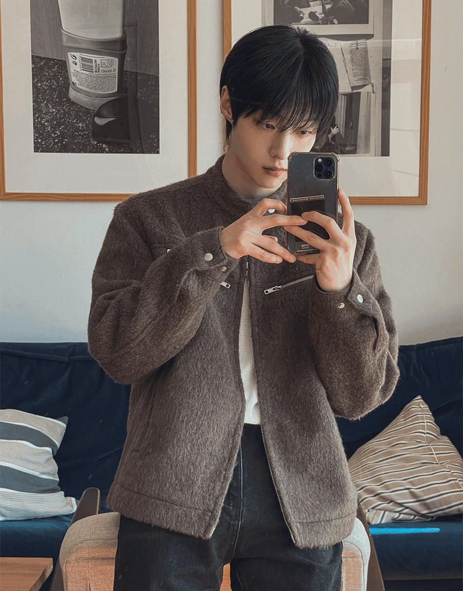 WOLF羊毛馬海毛騎士外套