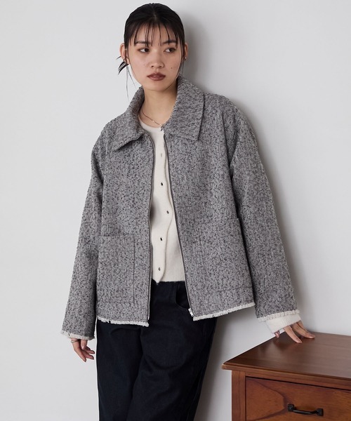 日本🇯🇵連線 Forksy 人字紋流蘇領拉鍊夾克外套 夾克 外套 流蘇 外搭 長袖 拉鍊外套 3色(任買兩件7-11免運)/預購