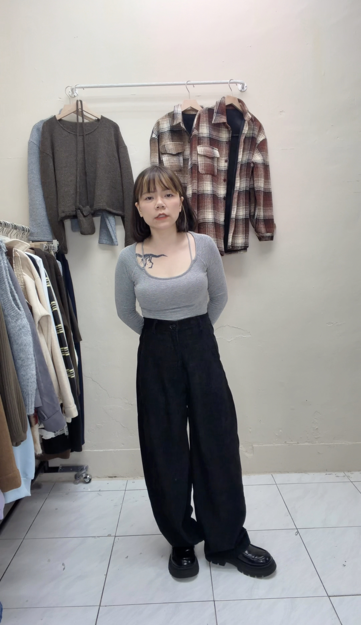 燈心絨彎刀長褲