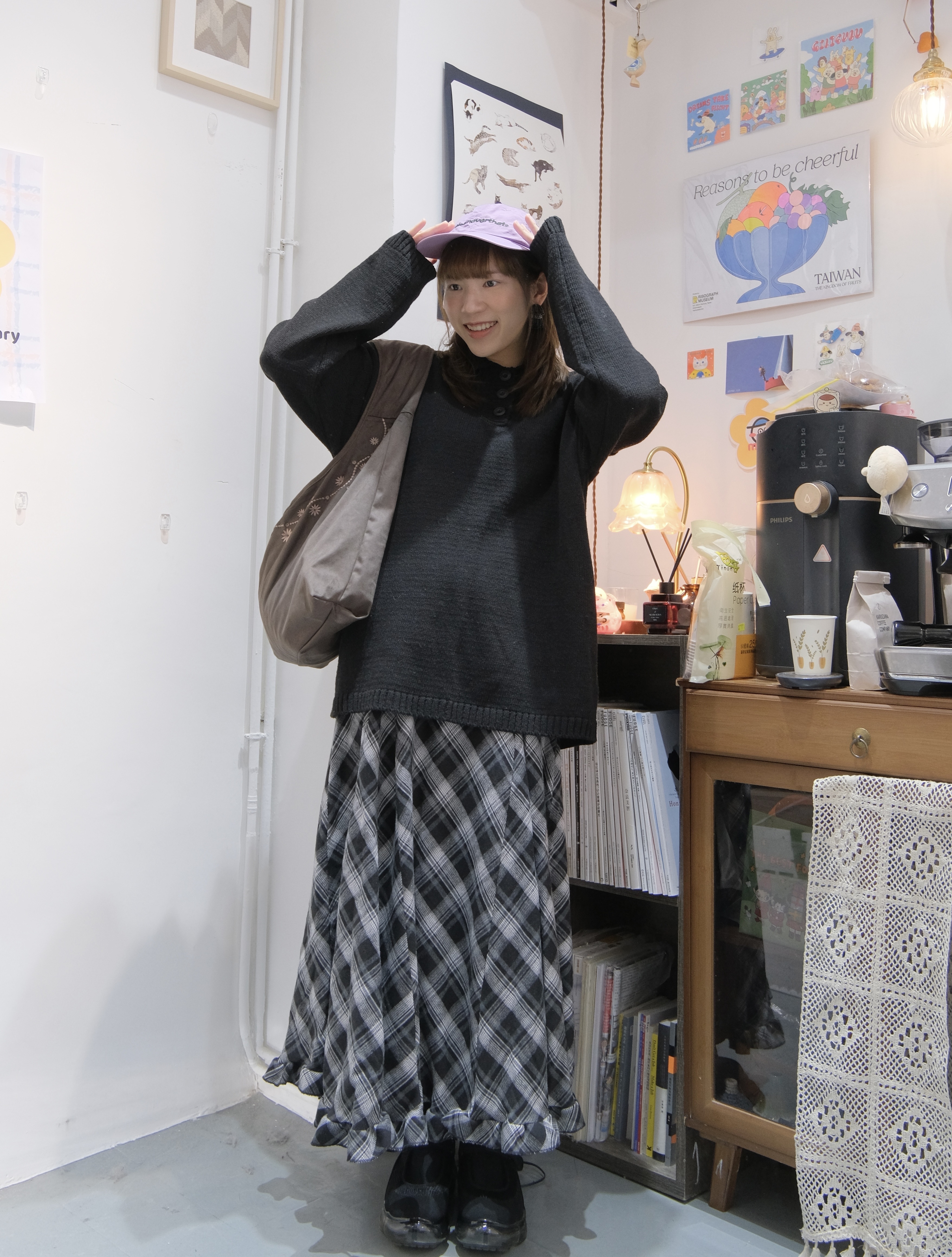 [兩色入]格仔斜紋ruffle SK(Black)