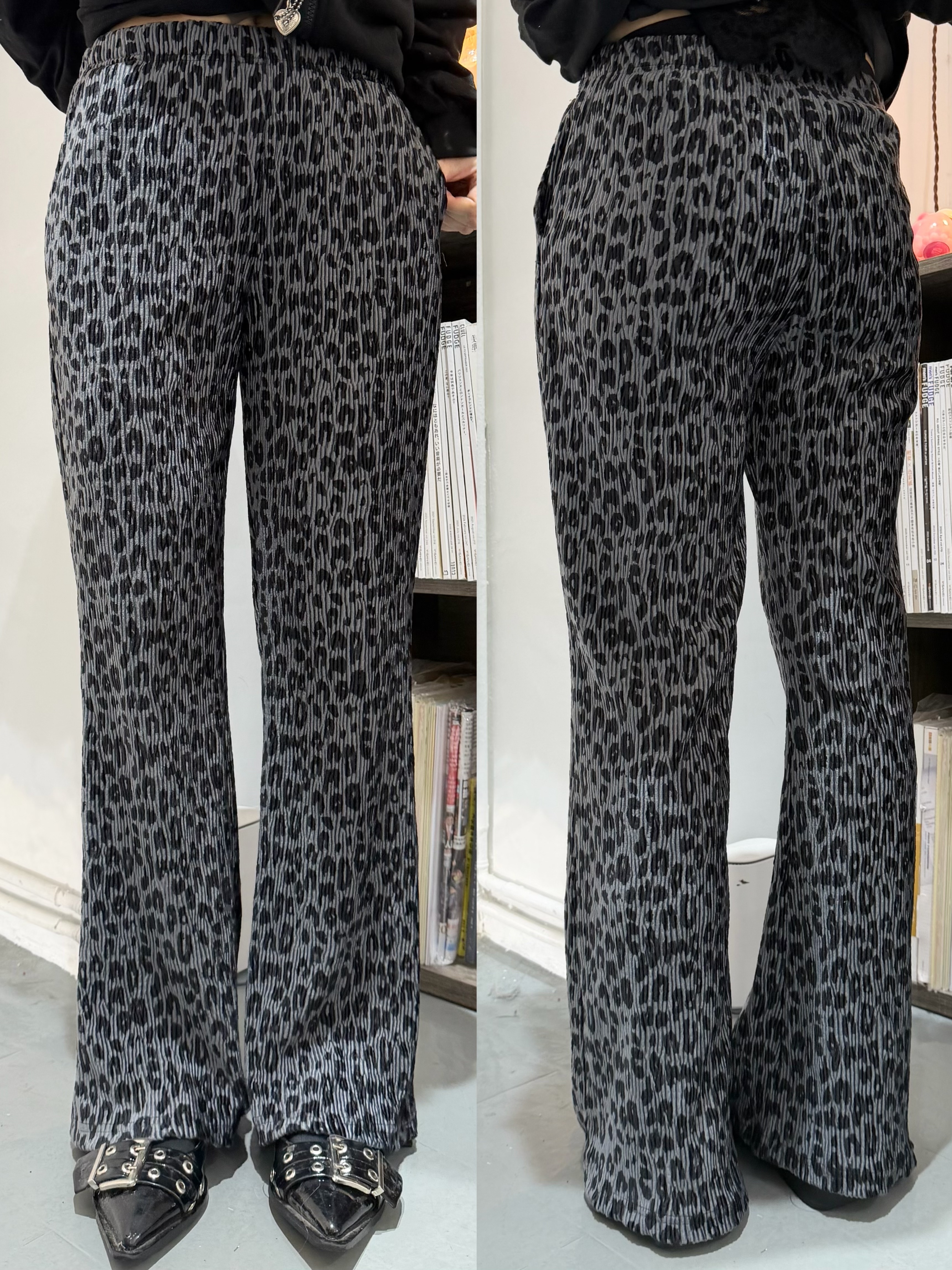 豹紋百摺褲 側口袋