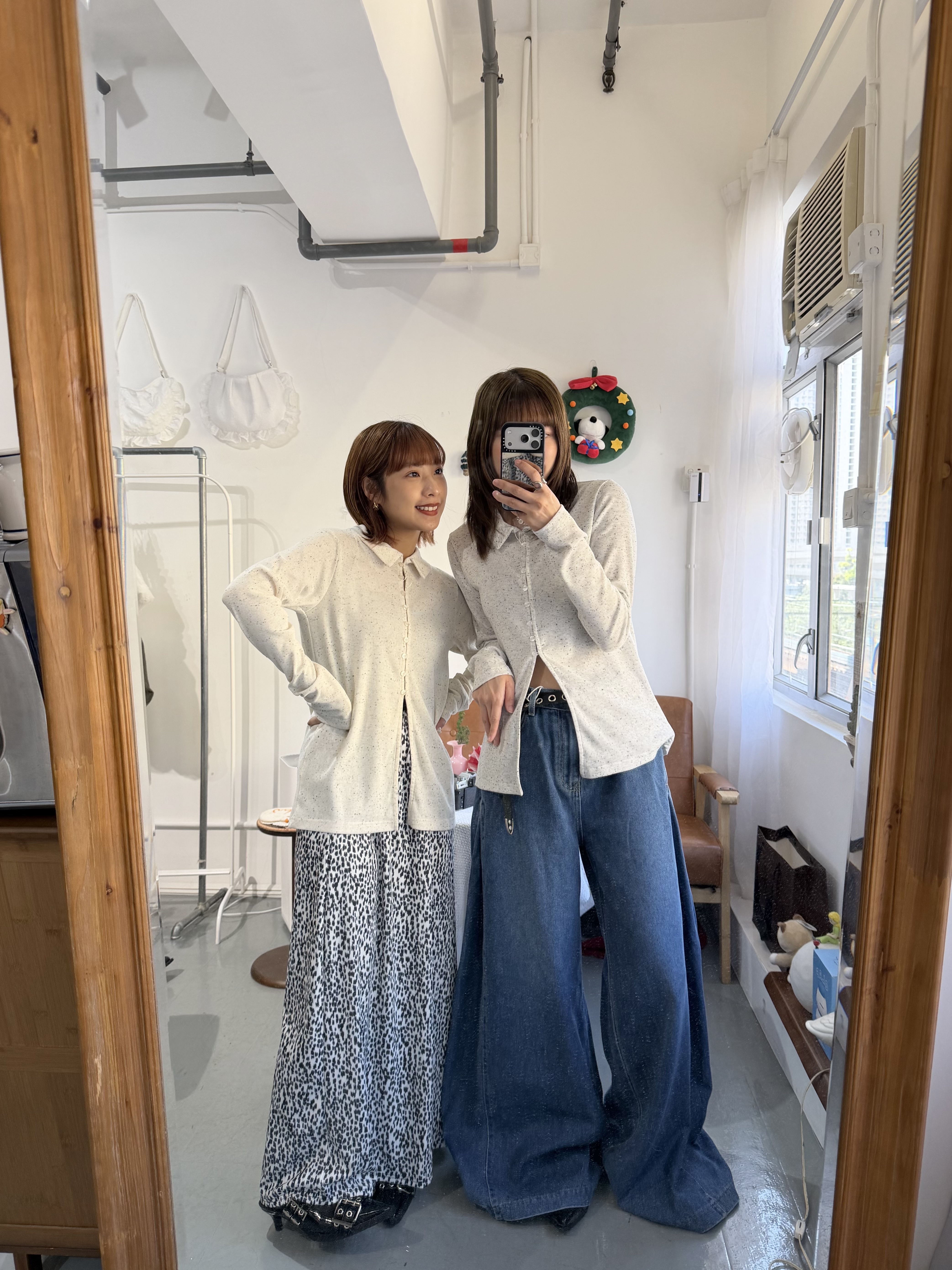 混色點點反領開叉top