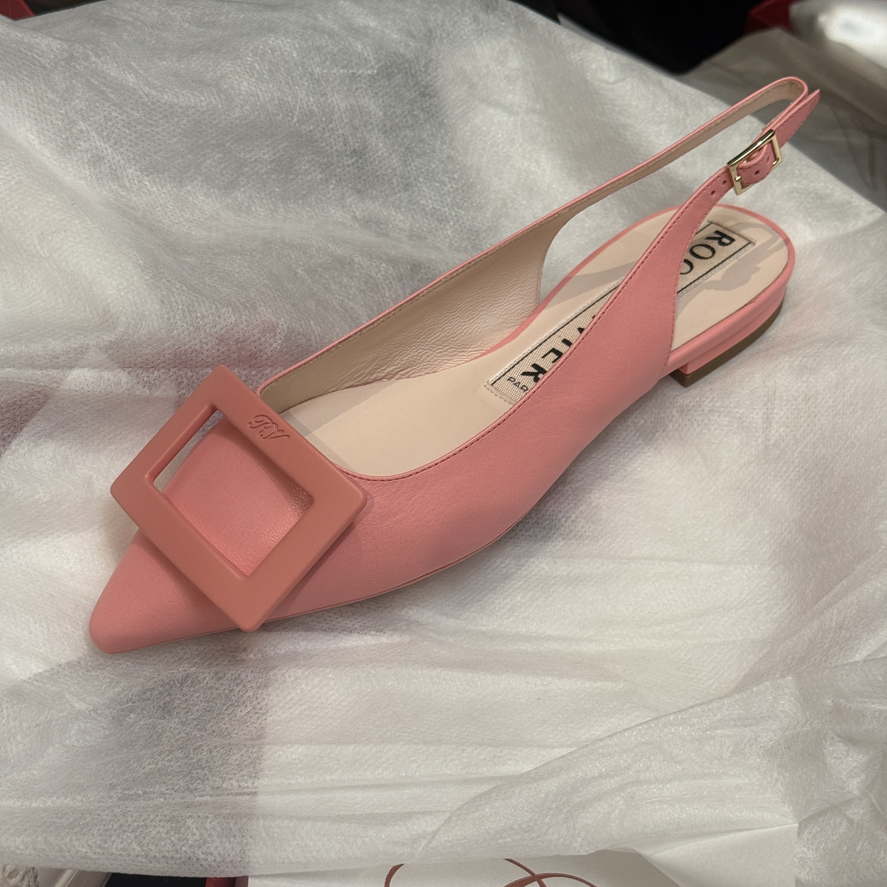 Roger Vivier RV gommettine slingback flats pink