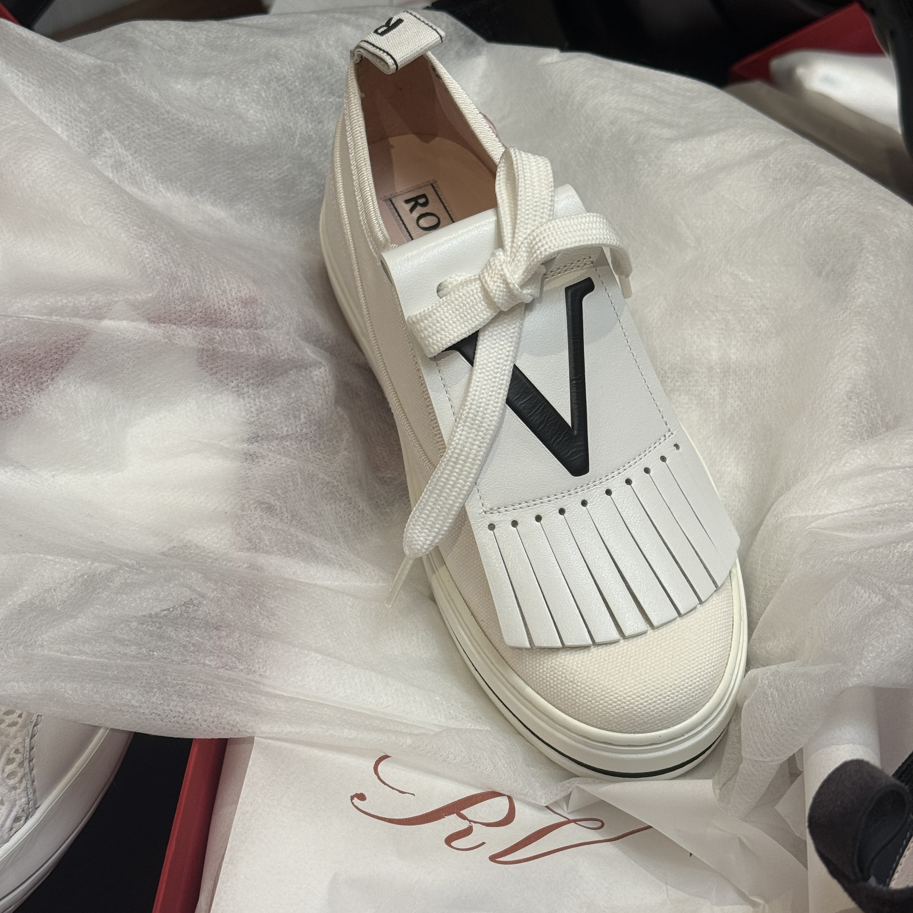 Roger Vivier RV call me patch sneakers white red black