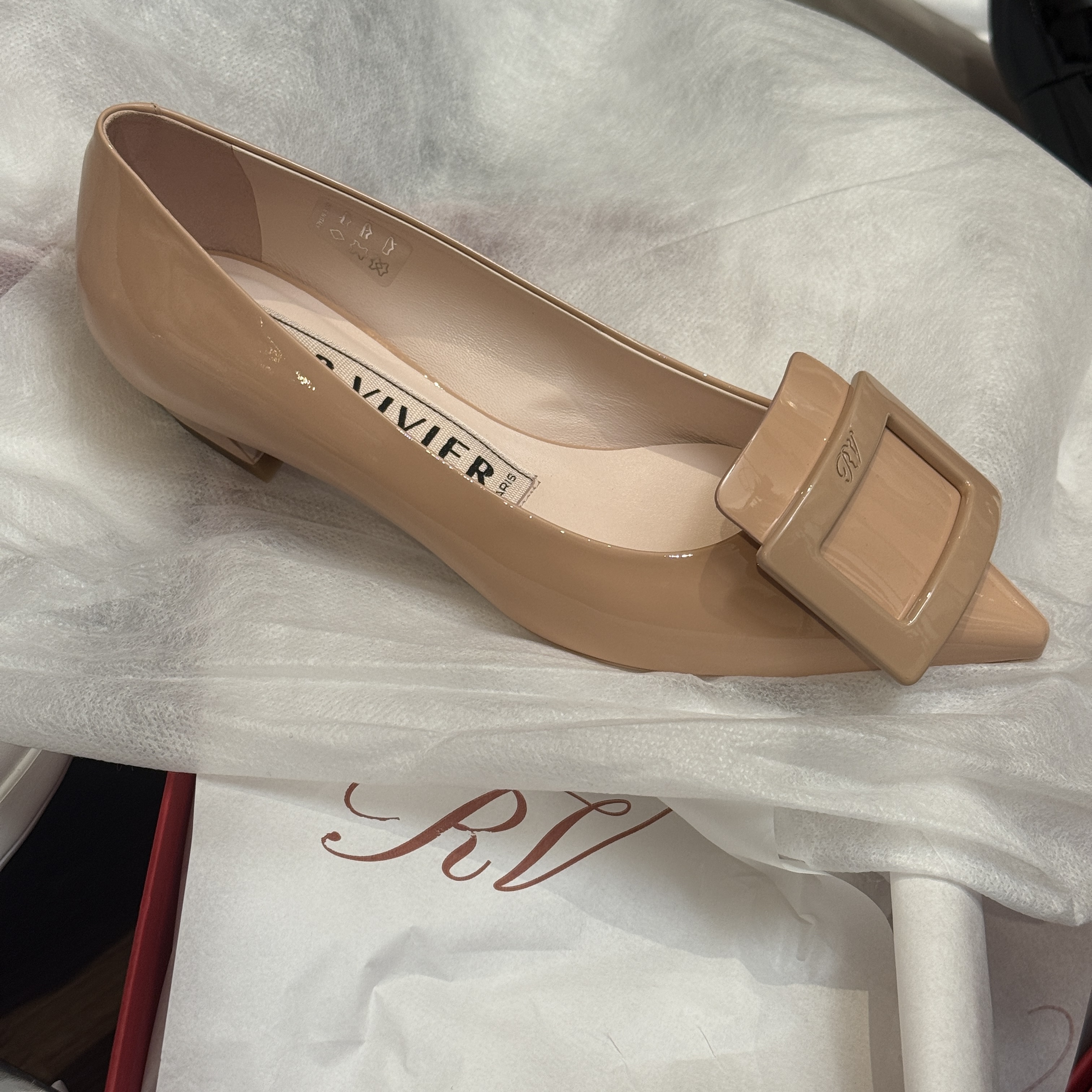 Roger Vivier Gommettine Lacquered Buckle Ballerinas in Patent Leather