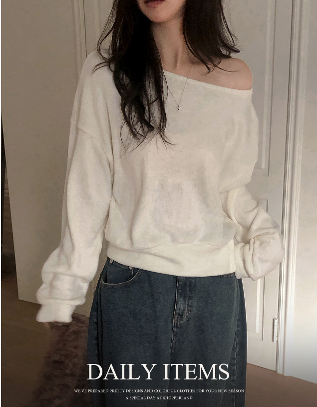 秋冬預訂｜雙向紐扣露肩針織衫