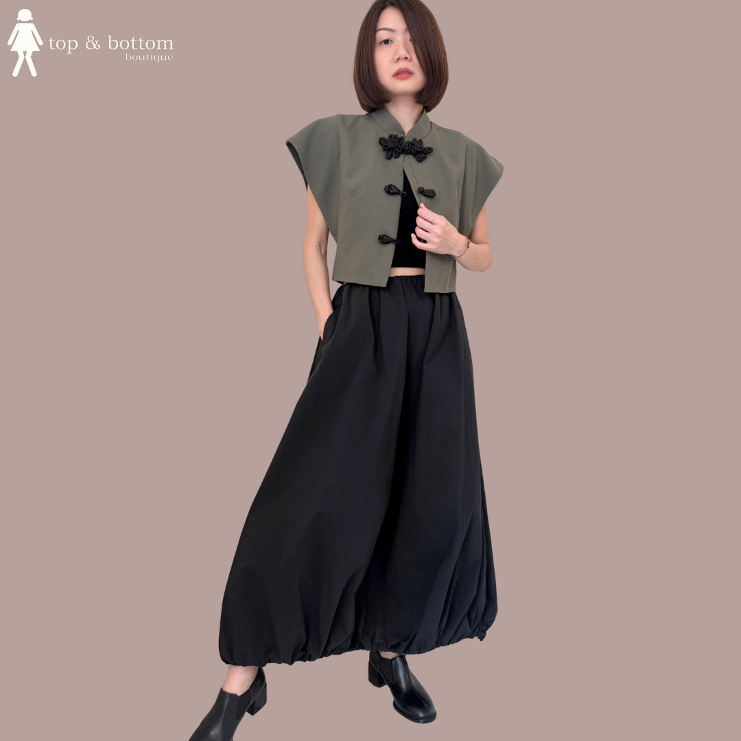 ELASTIC WAISTED LANTERN MIDI SKIRT