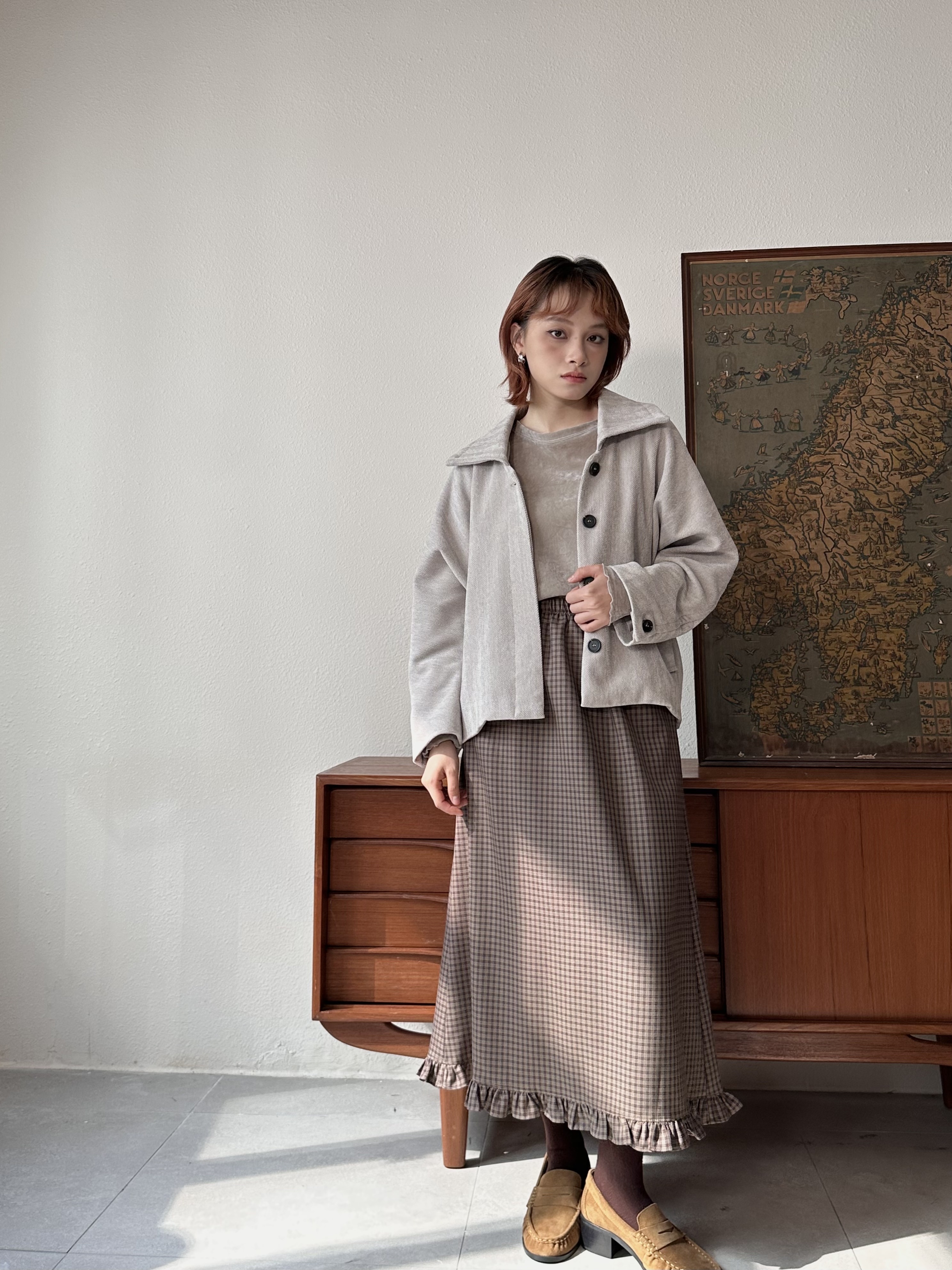 人字斜反領外套 - JK53878