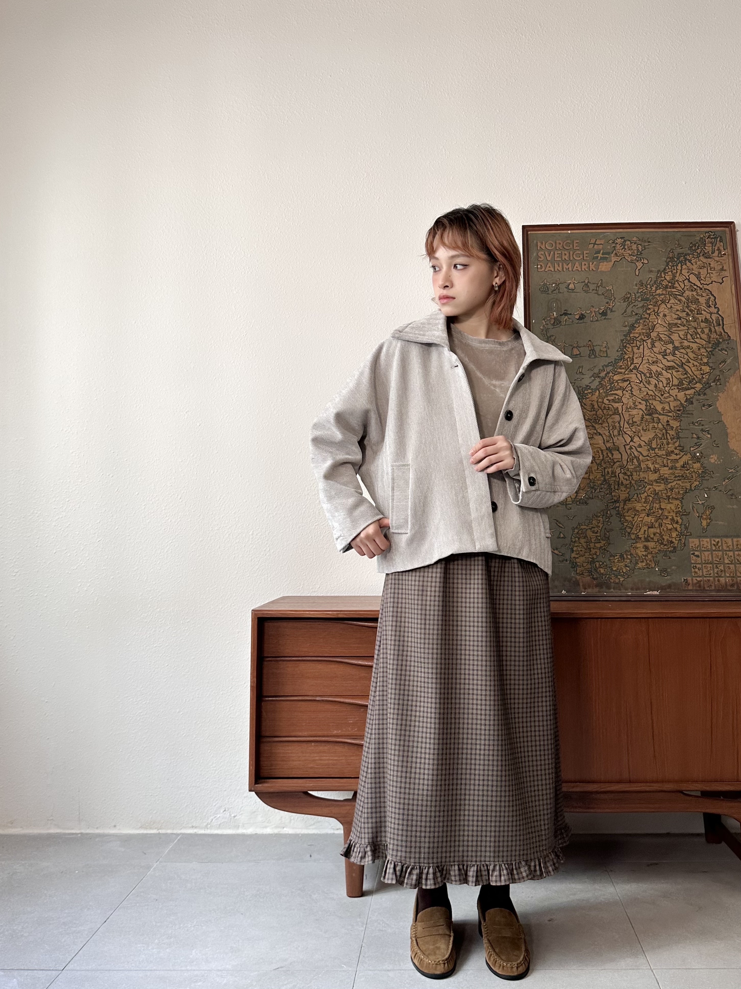 人字斜反領外套 - JK53878