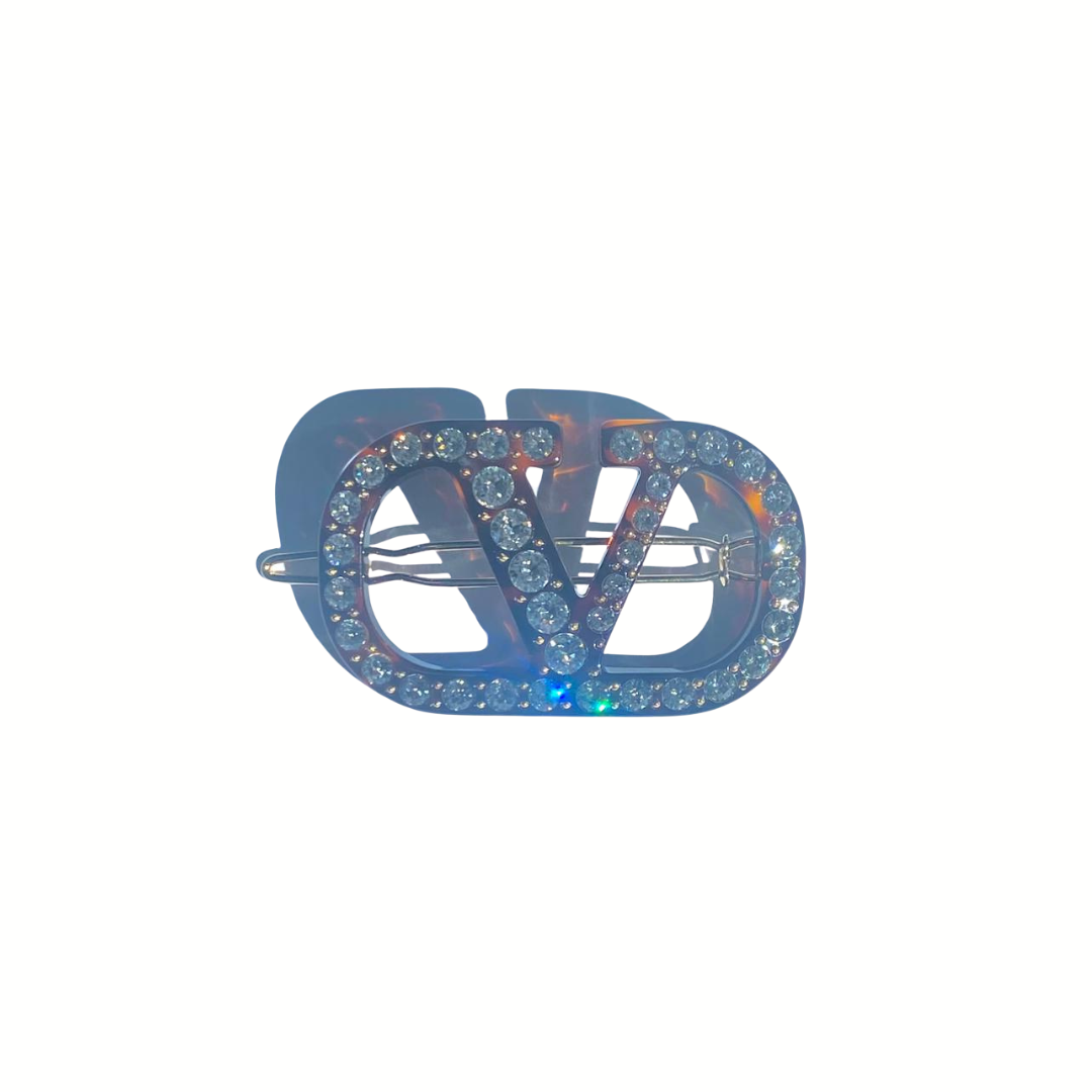 1FF0101-145 [VALENTINO GARAVANI] Hair Clip Dx Tartaruga/Oro/Crystal (SS26) #8W2J0AD1LGU.RFZ (A-EU-E)
