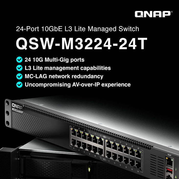 QNAP QSW-M3224-24T 24-Port 10GbE Network Switch L3 Lite 網管型交換器