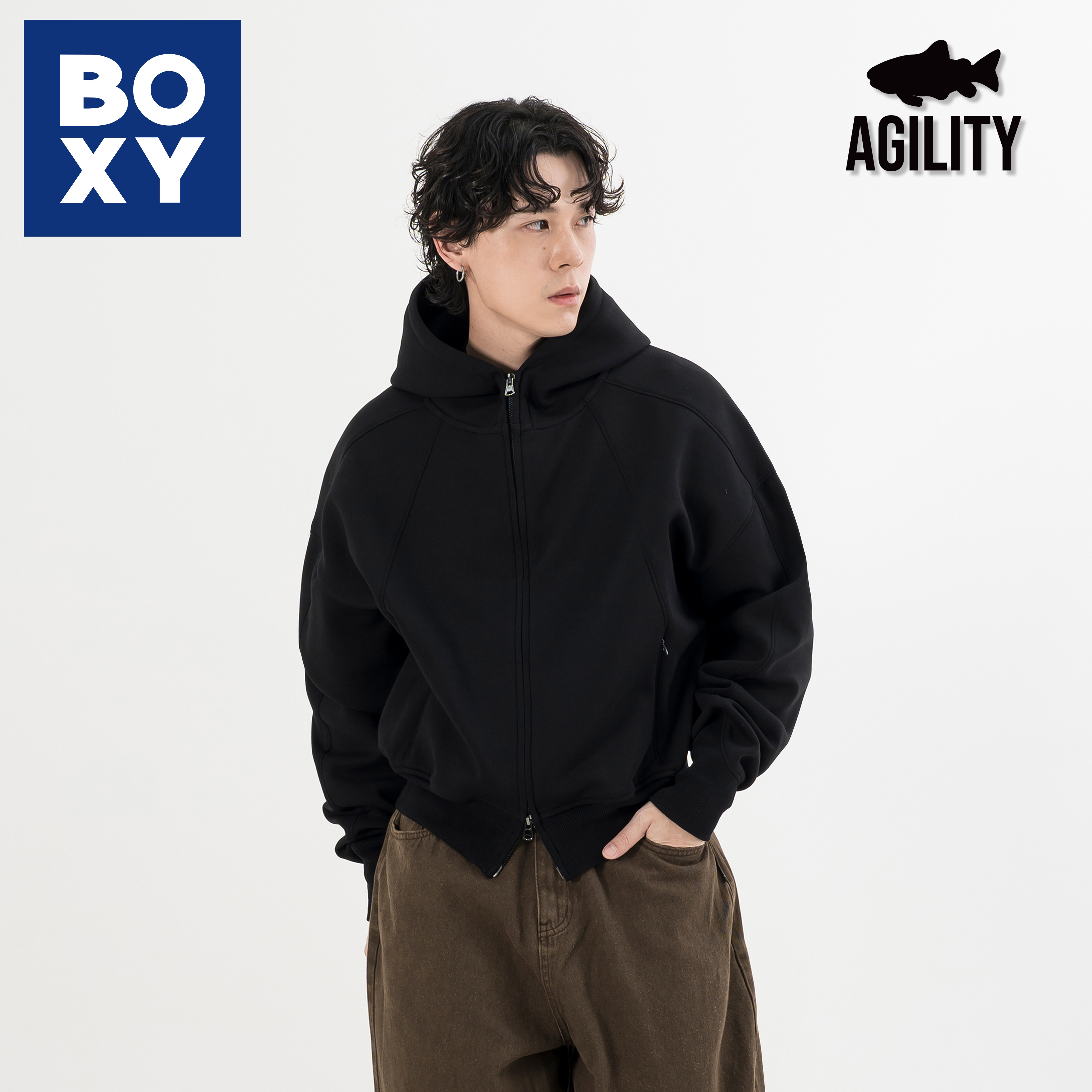 AGILITY Boxy Zip Hoodie 寬短 太空棉 連帽外套 [HZ68]