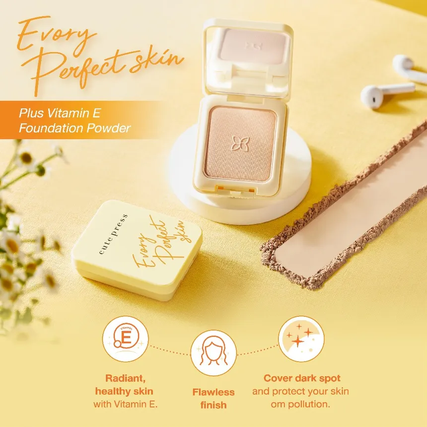 泰國人氣彩妝 Cute Press Evory Perfect Skin Plus Vitamin E Foundation Powder 完美肌膚維他命E迷你粉餅  #P1色 ( 5g 迷你便攜裝 )