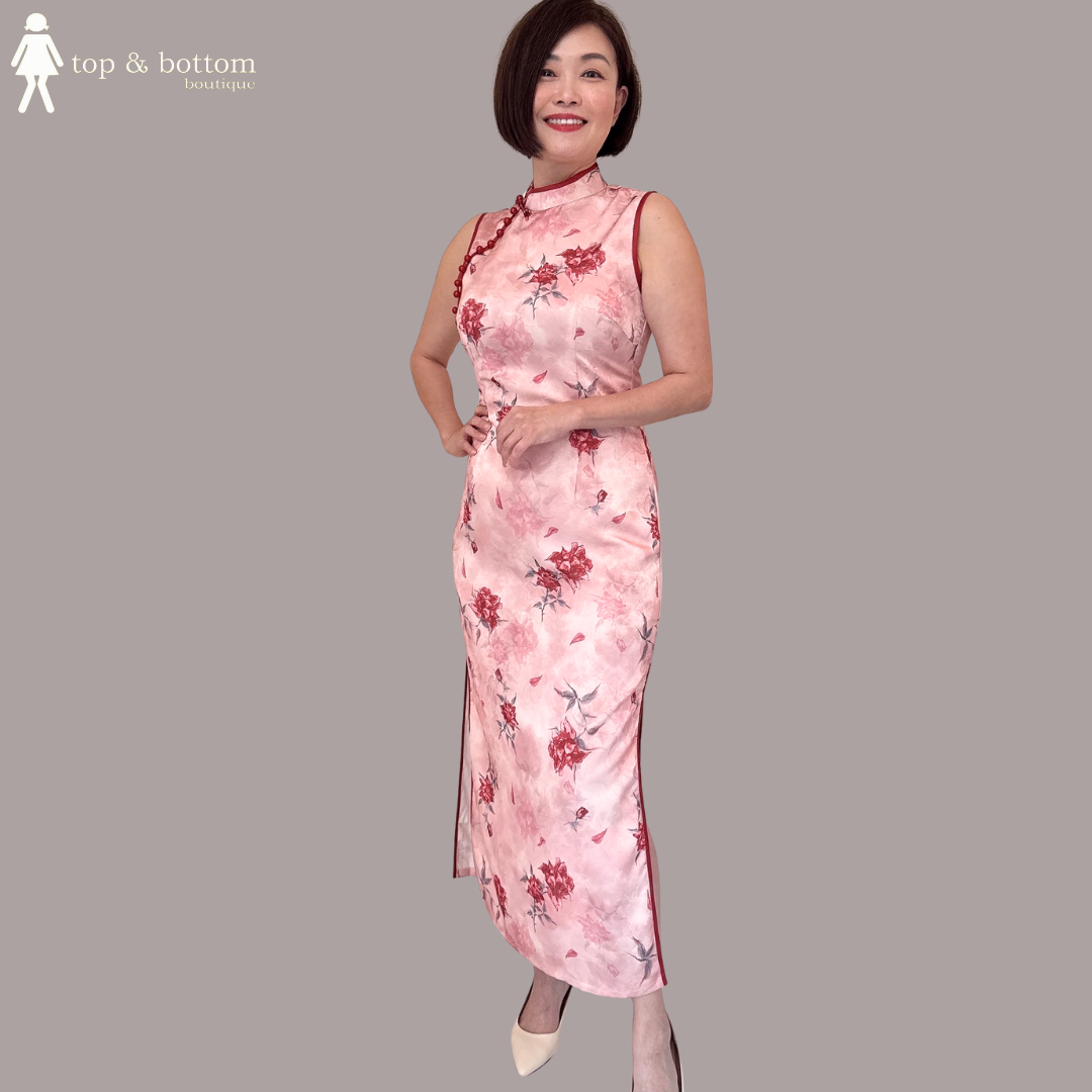 FLORAL PRINTED CHEONGSAM DRESS