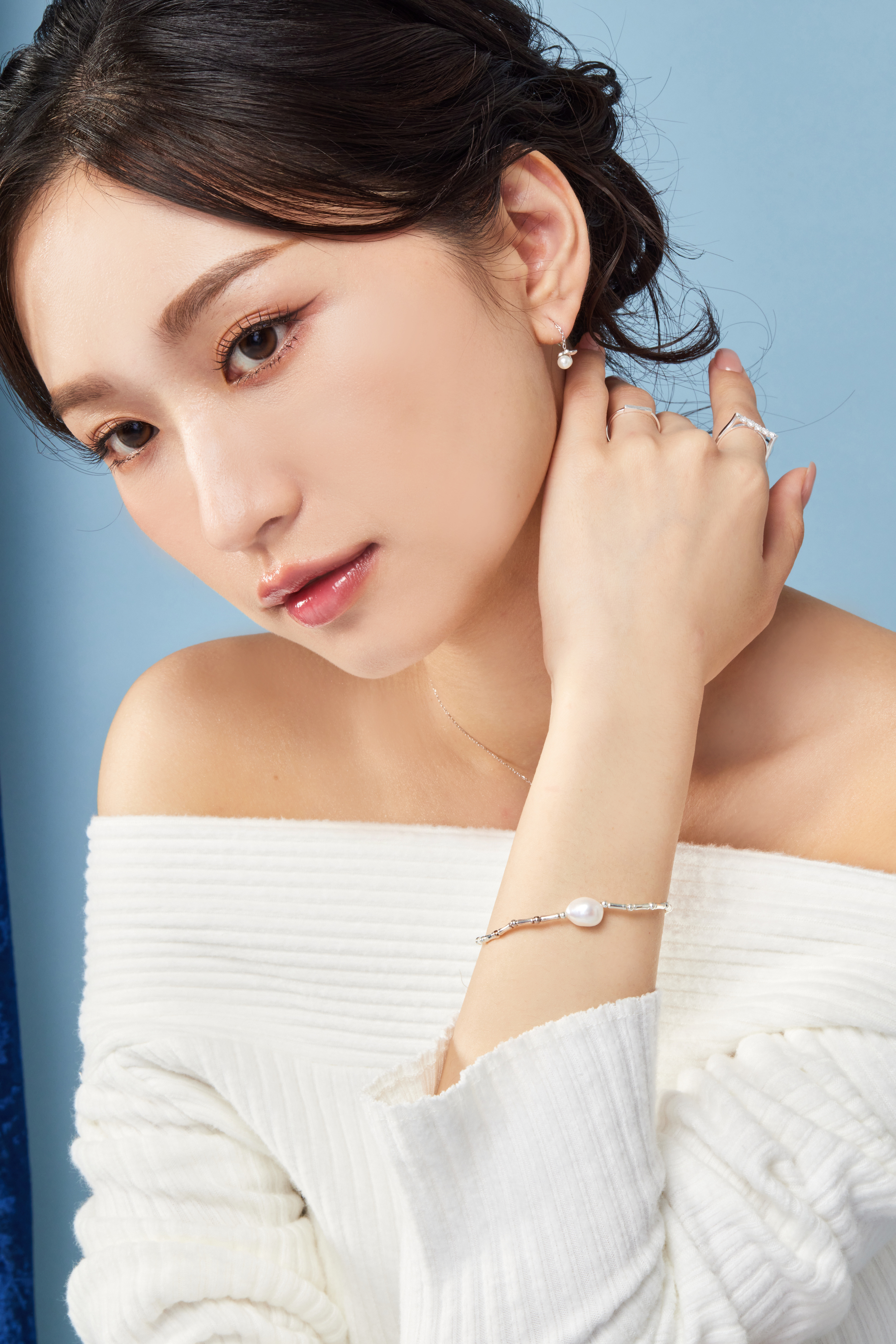 B500 | 純銀淡水珍珠彈性手鍊