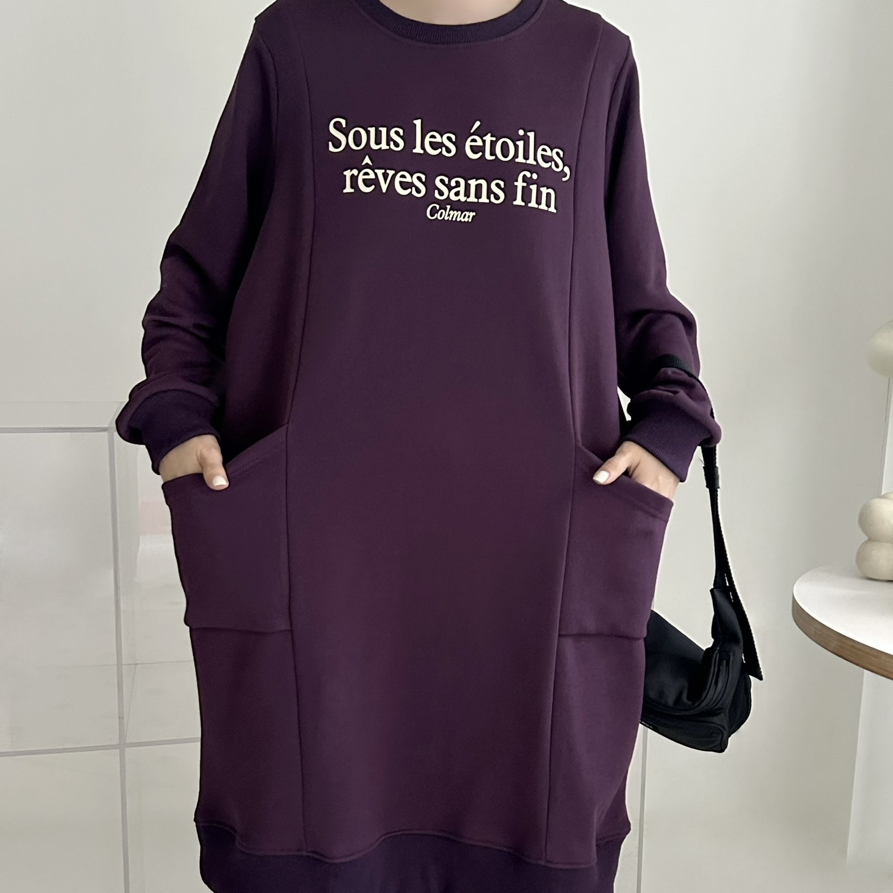 【BONNIE】印英文字兩袋長袖OPS