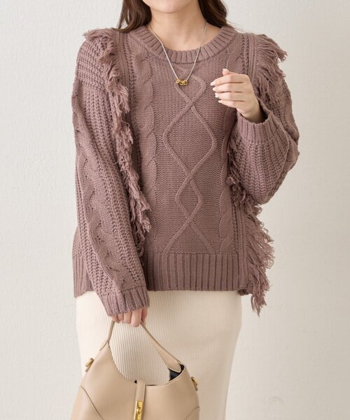 日本預訂 WINTER SALE ODO 流蘇麻花針織套頭衫