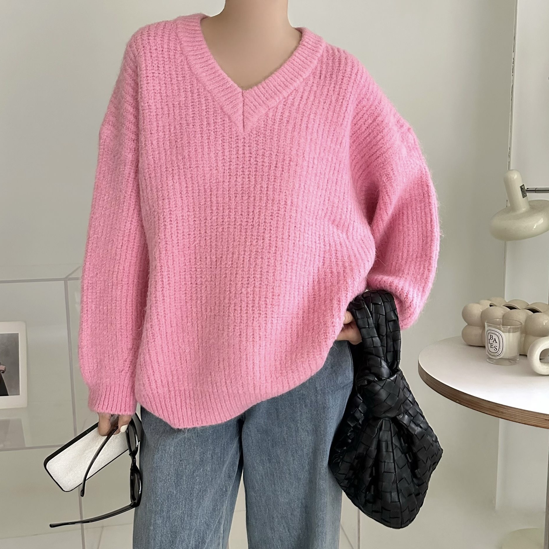 【BONNIE】V領簡約設計毛衣