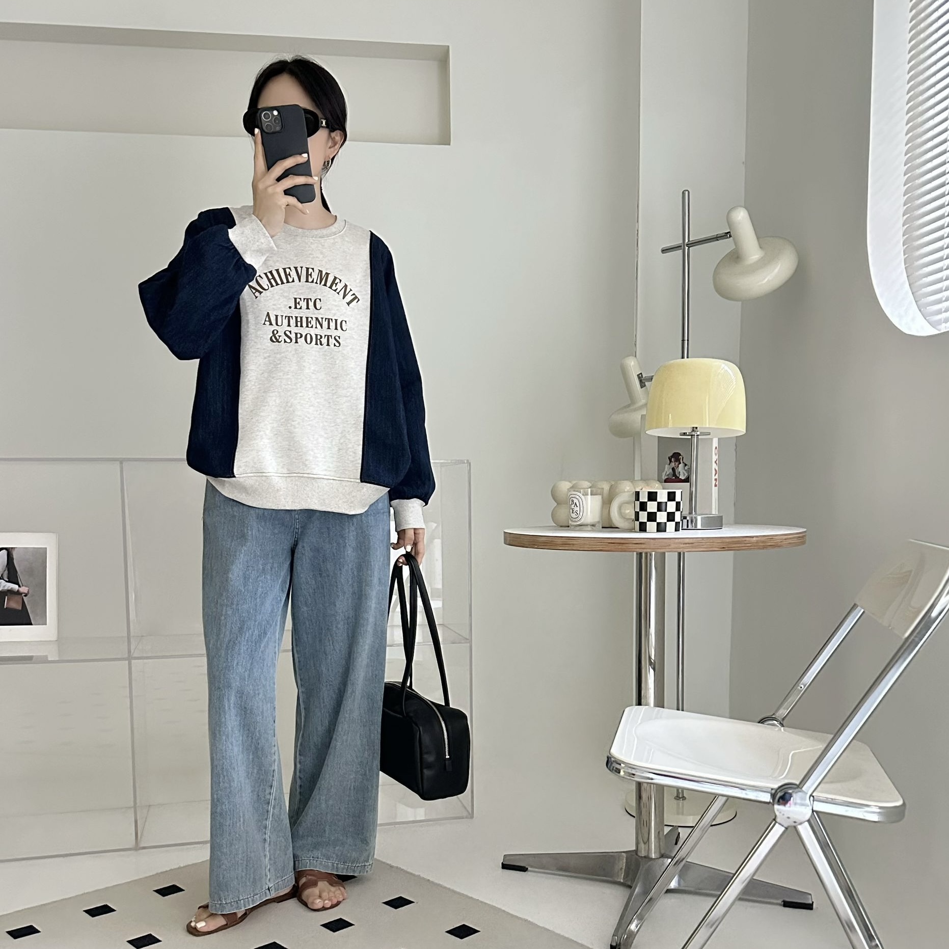 【BONNIE】牛仔手袖印字珠地衛衣 (E139-E140)