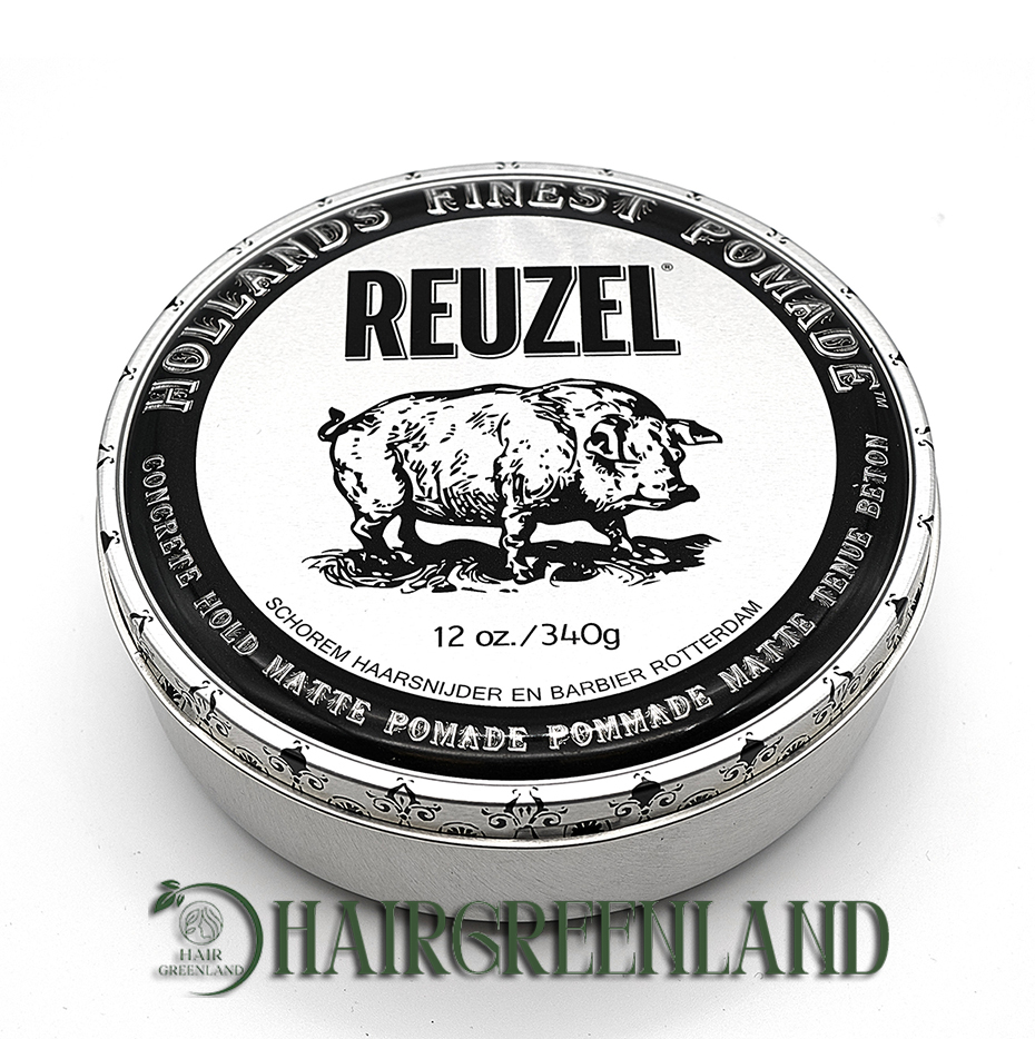 Reuzel Concrete Hold Matte Pomade 12oz/340g 銀豬強力無光澤水性髮泥+油頭平齒梳