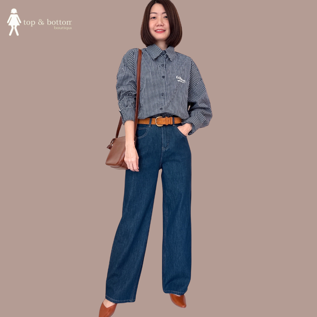 LONG SLEEVE CHECKED LONG SHIRT WITH INNER SINGLET