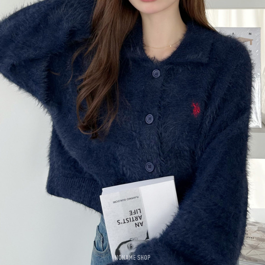 U.S. POLO ASSN. 刺繡 排釦 蓬鬆 毛毛 翻領 針織衫 POLO衫 小外套 四色 (女款)