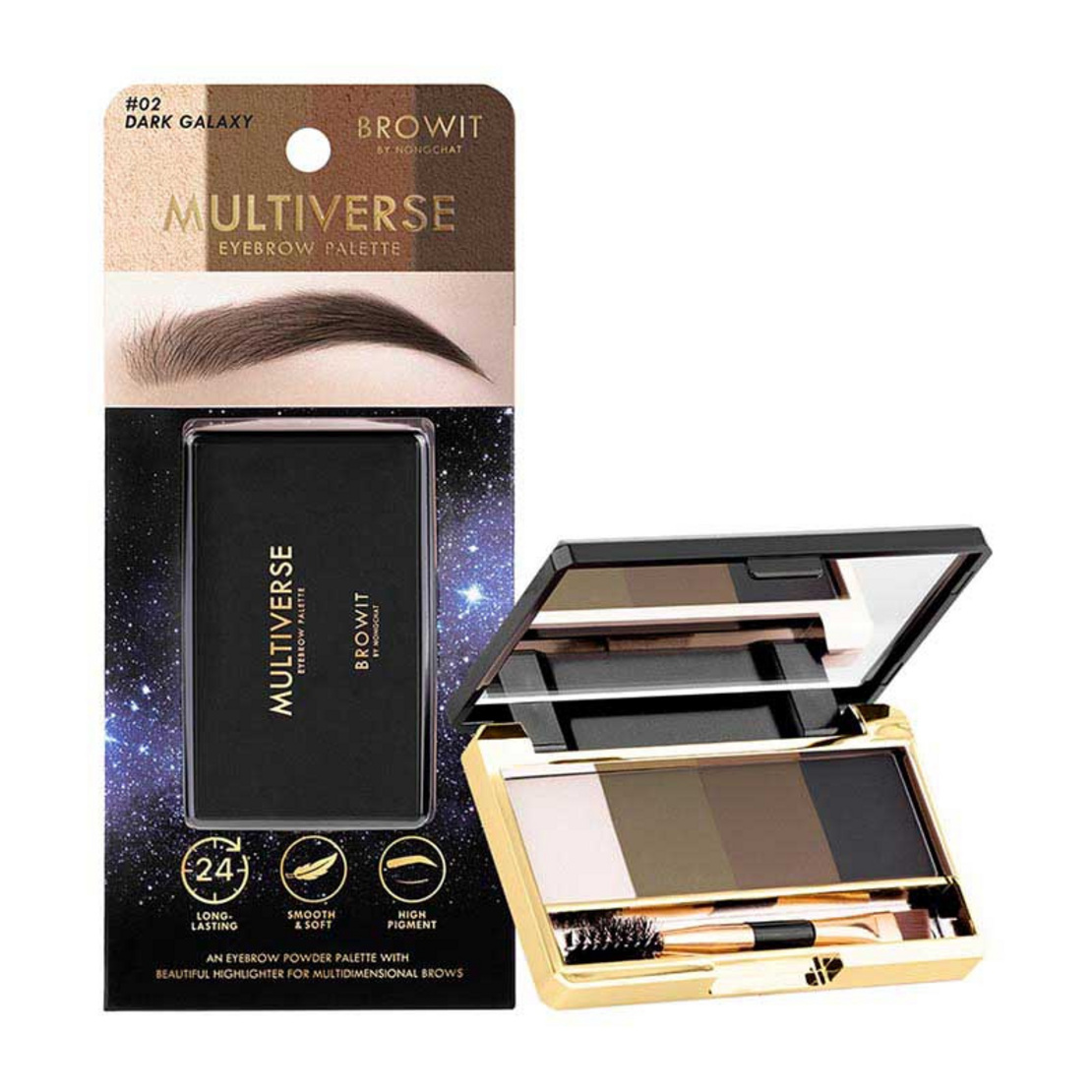泰國人氣彩妝 Browit Multiverse Eye Brow Palette X 4 Colors Eyebrow Powder + Highlighter 4合1眉毛調色盤