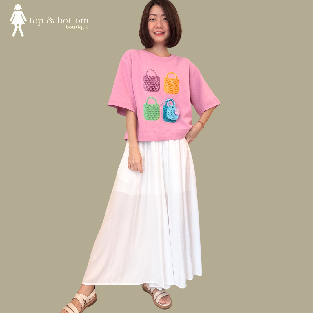 MID SLEEVE 3D BAGS BLOUSE