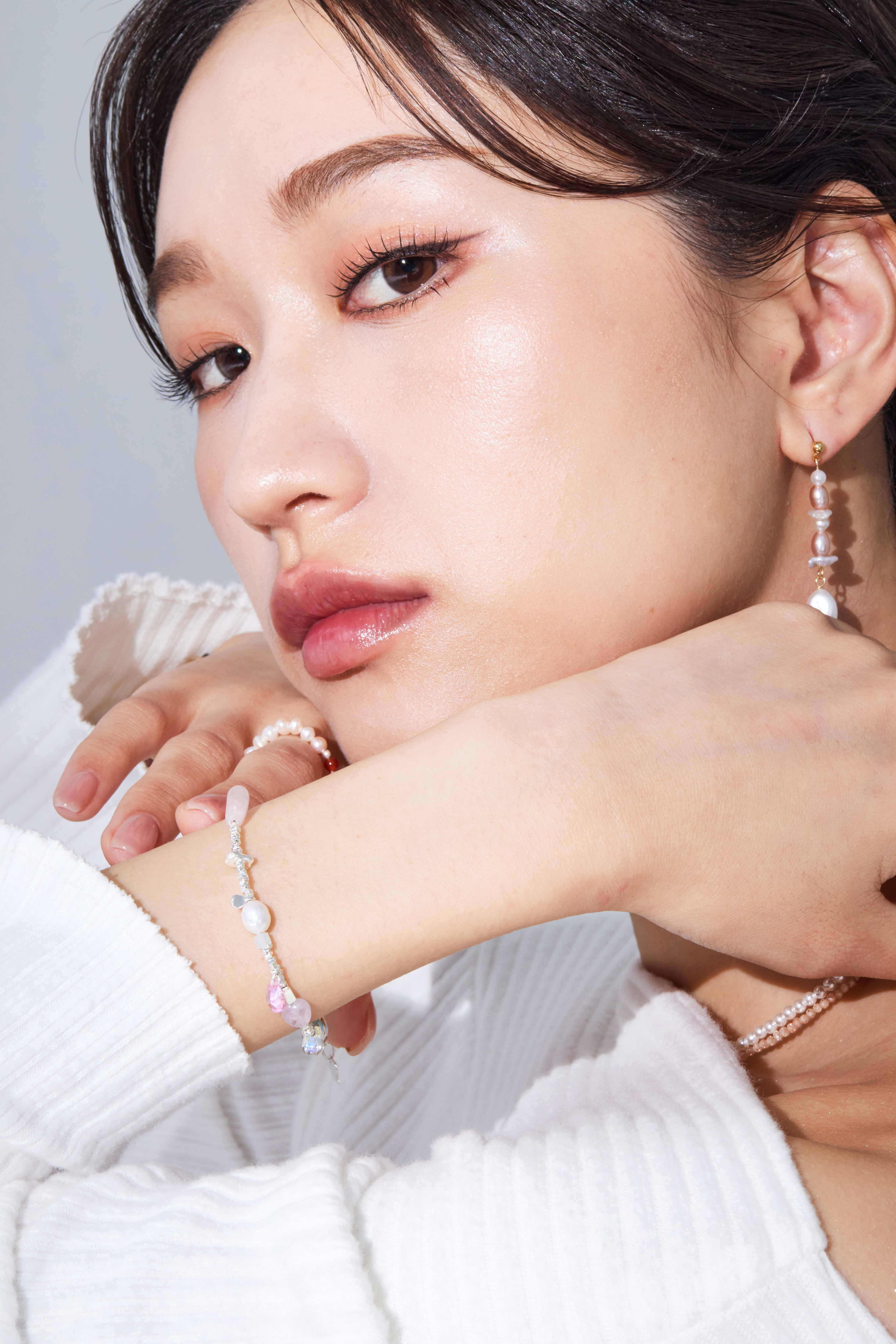 B613 | 純銀彩色水晶碎銀手鍊