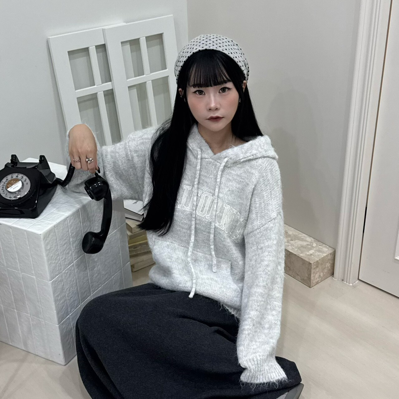 California 混織感連帽寬鬆毛衣