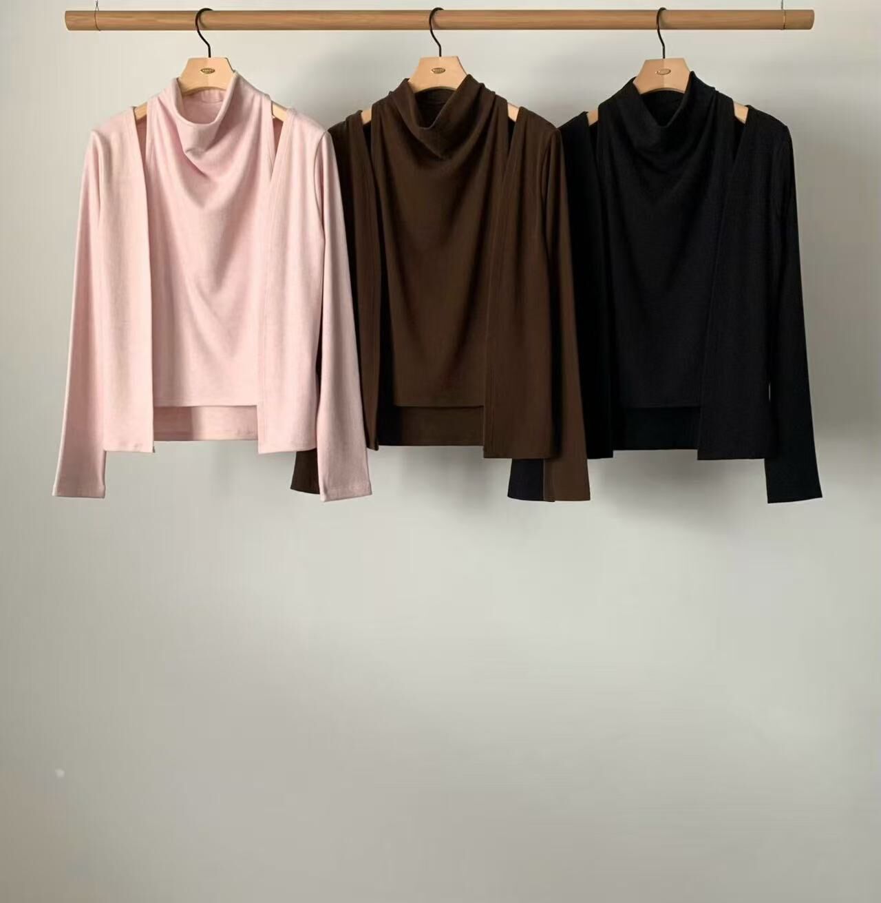 V14 薄款兩件式上衣(深咖/黑/淺粉)