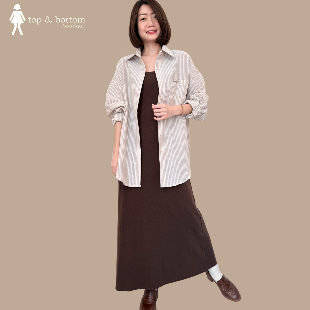 STRIPED SHIRT WITH INNER SINGLET DRESS