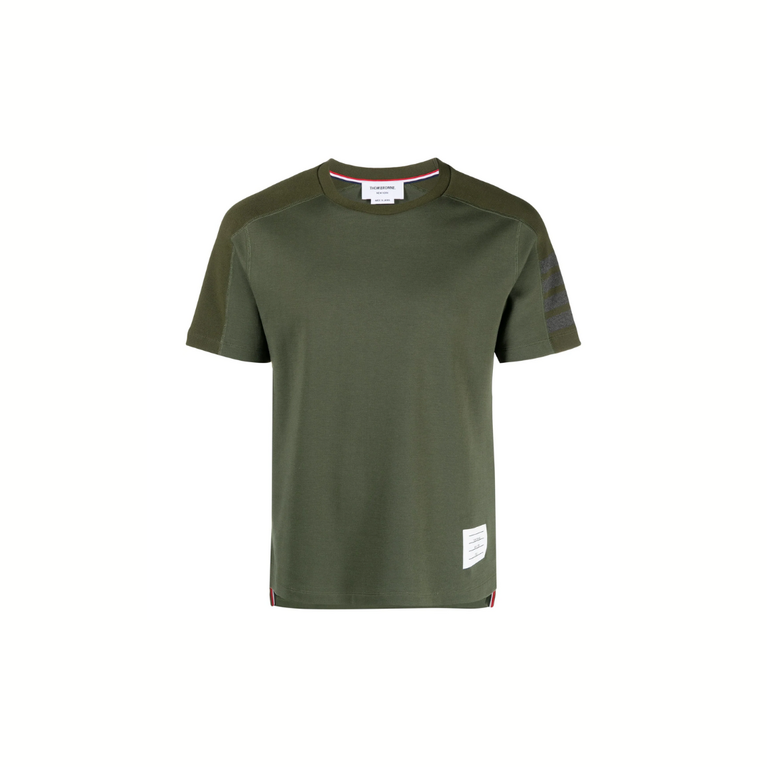1FF0101-129 [THOM BROWNE] Milano Cotton 4-Bar Tee Dk Green (SS26) #MJS246A-07323-320 (C-EU-E)