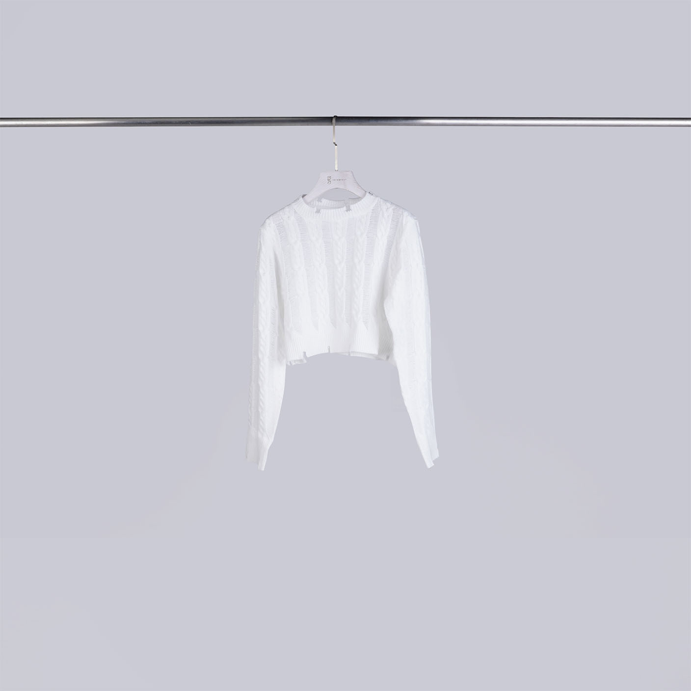 破壞感拼接針織上衣 | S-M | 百搭白