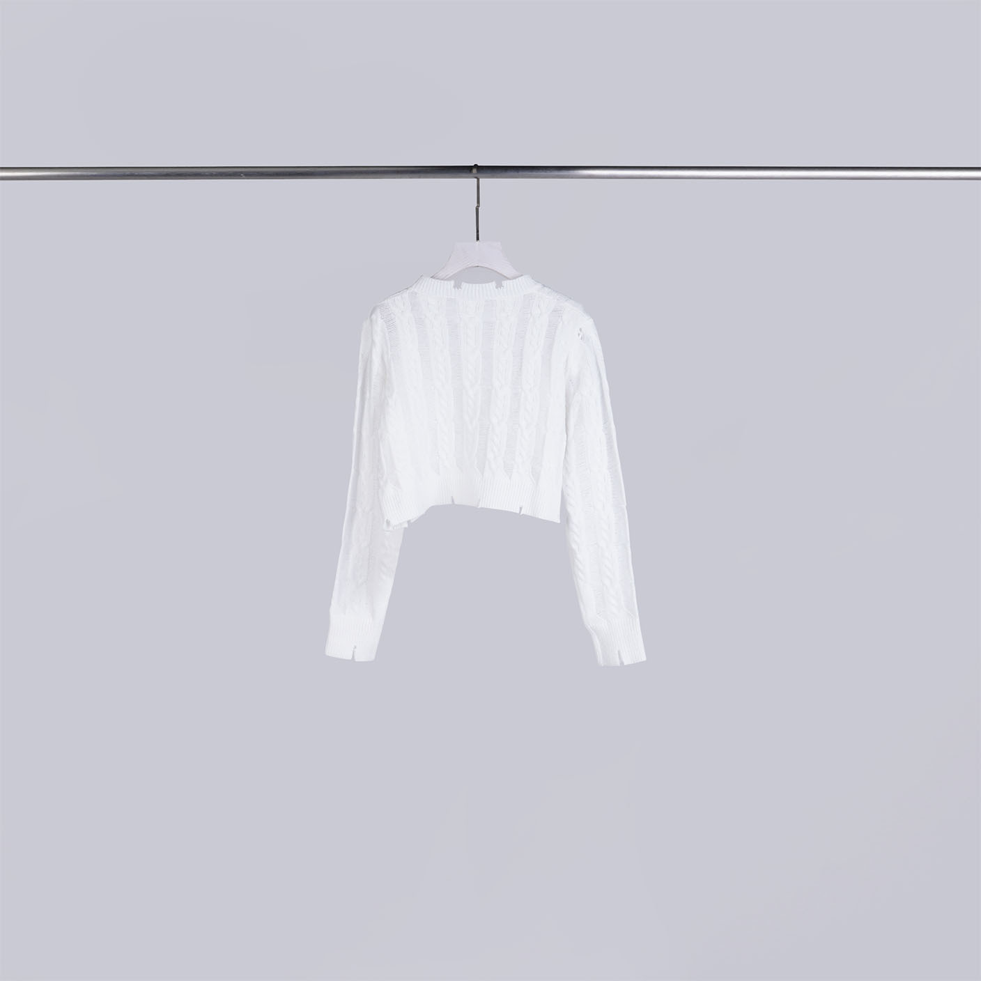 破壞感拼接針織上衣 | S-M | 百搭白