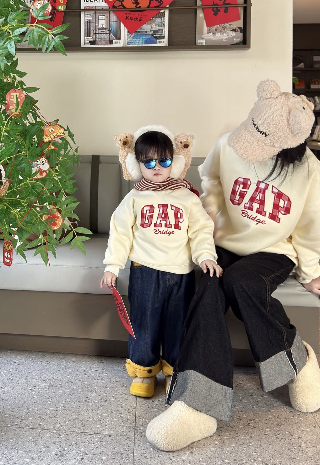 𝐆𝐀𝐏 新年格仔LOGO衛衣 親子裝