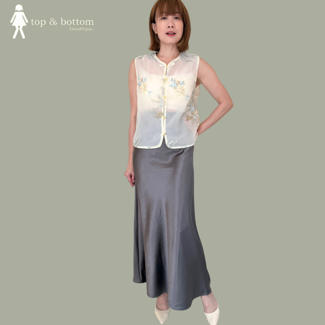EMBROIDERED FLORAL ORGANZA VEST