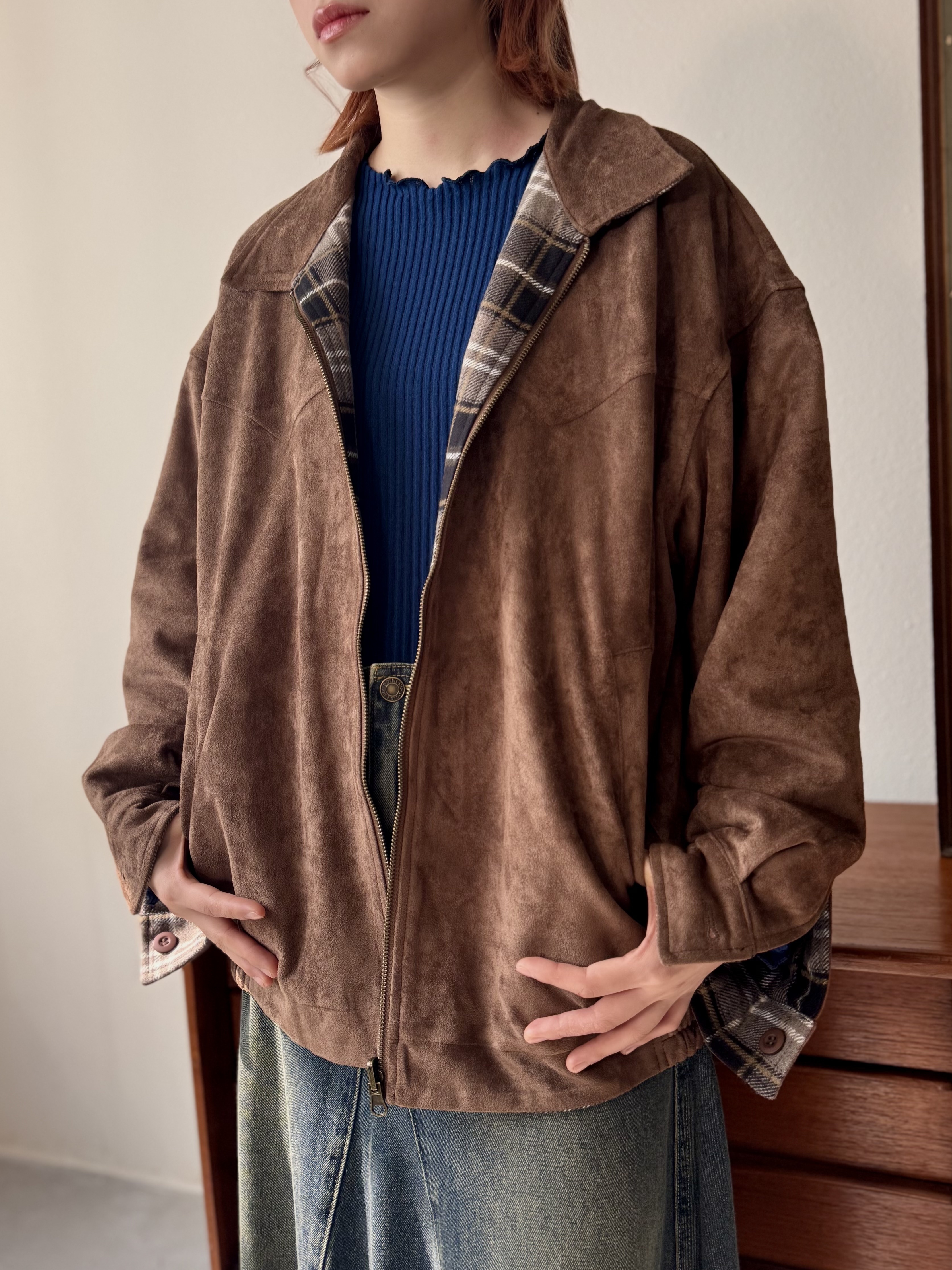 復古又百搭～雙面絨拉鍊外套 - JK53876