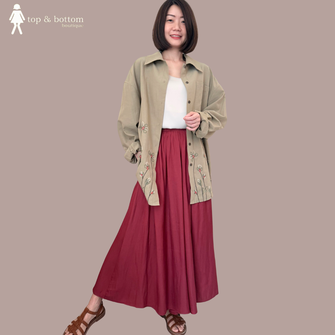 ELASTIC WAISTED SILKY FLARE LONG PANT