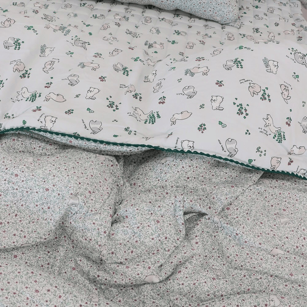 [韓國棉被] 天絲莫代爾・栗米棉填充｜田園免仔 碎花 雙面 四季被 2色