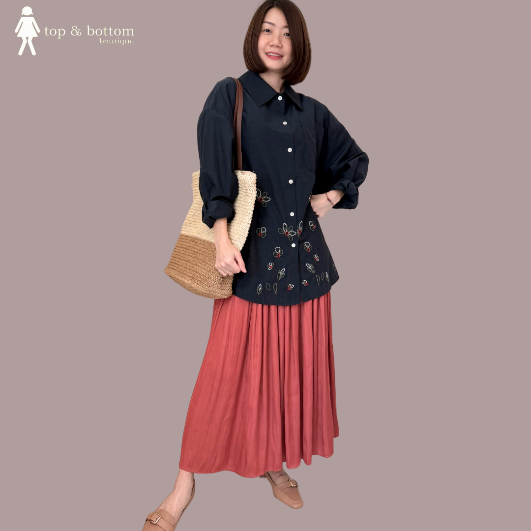 ELASTIC WAISTED SATIN WRINKLED MIDI SKIRT