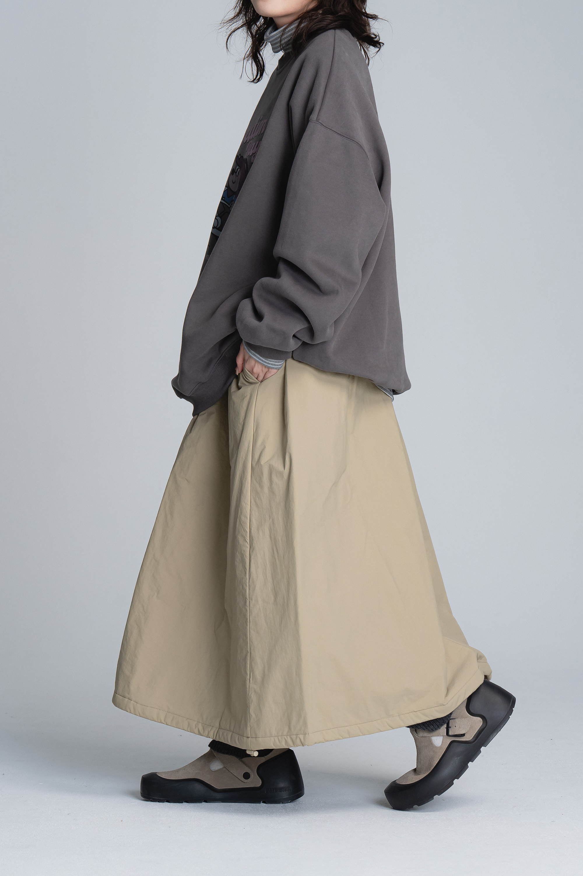 氣質冬日素面鋪棉長裙 4色