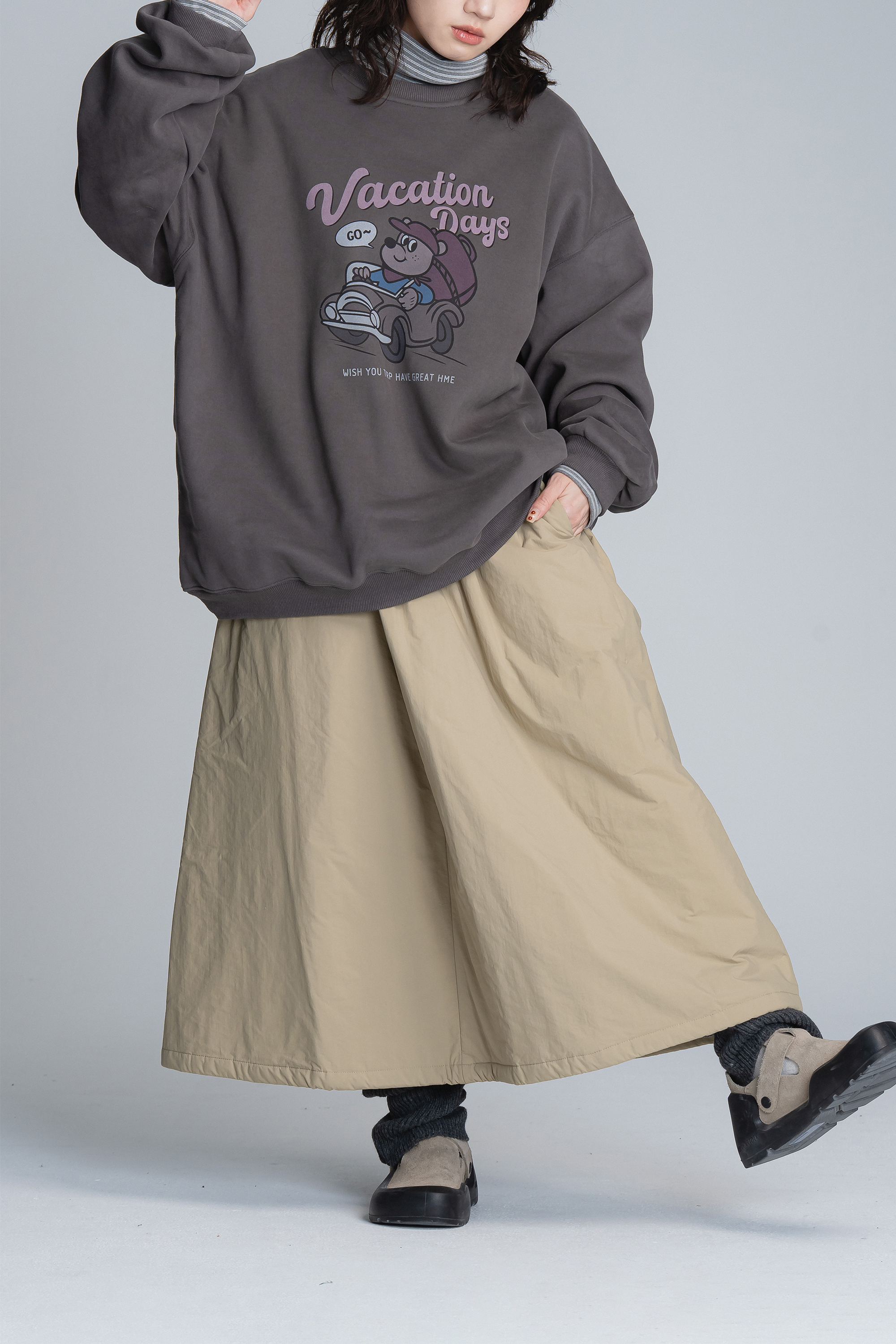 氣質冬日素面鋪棉長裙 4色