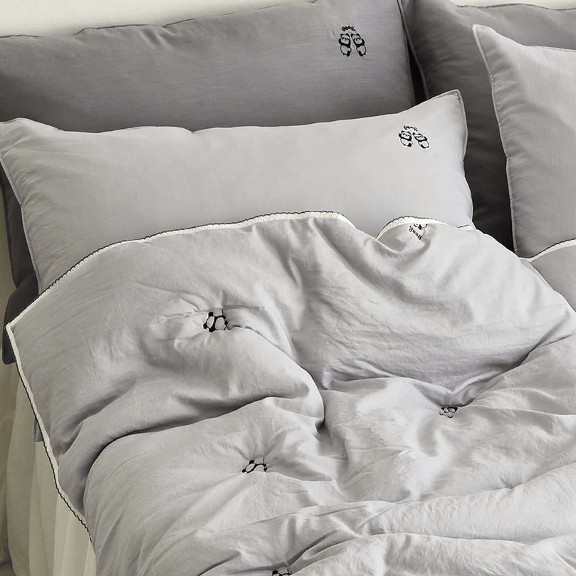 [韓國棉被] 天絲莫代爾・栗米棉填充｜熊貓刺繡 四季被 3色