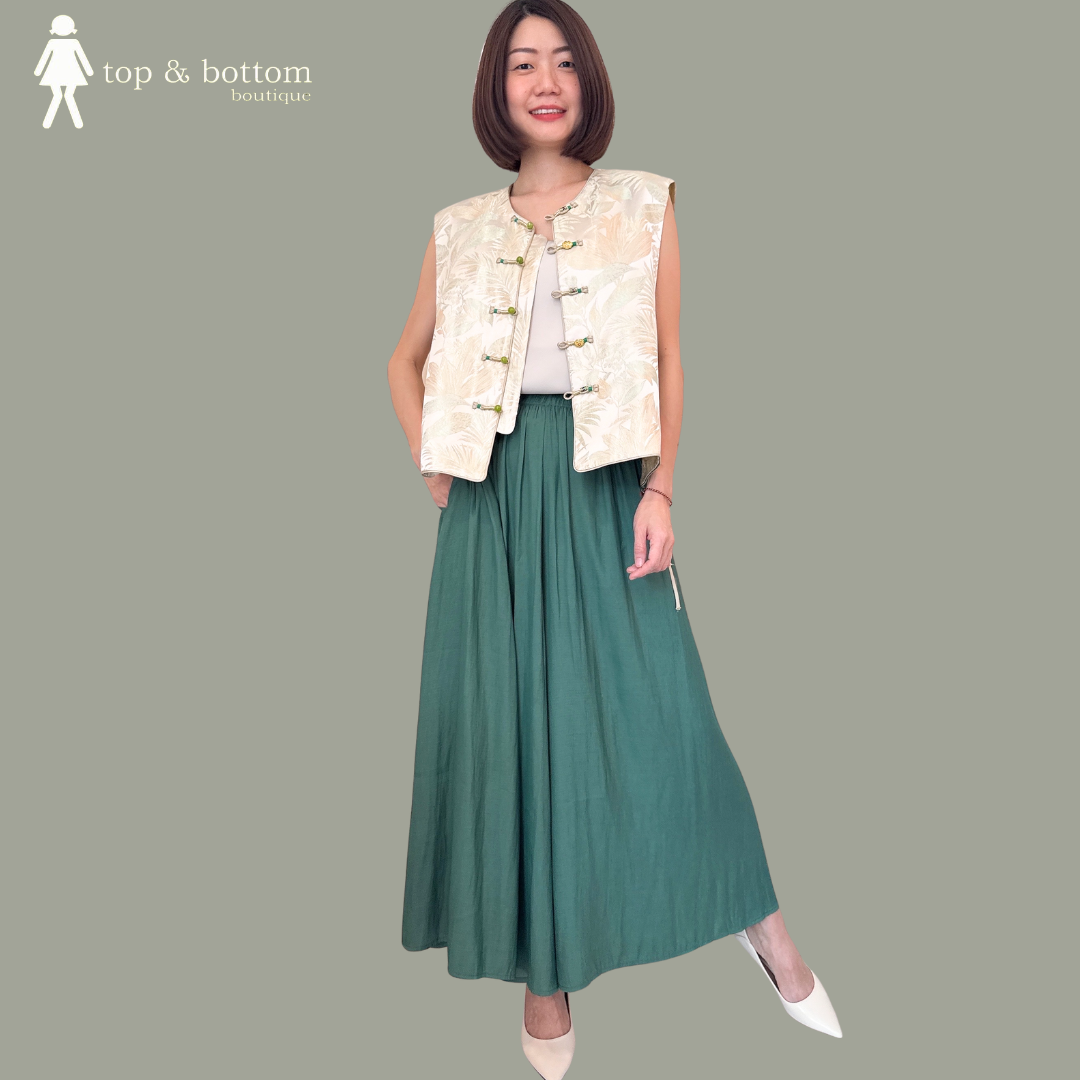 SILKY BROCADE LEAVES ORIENTAL VEST