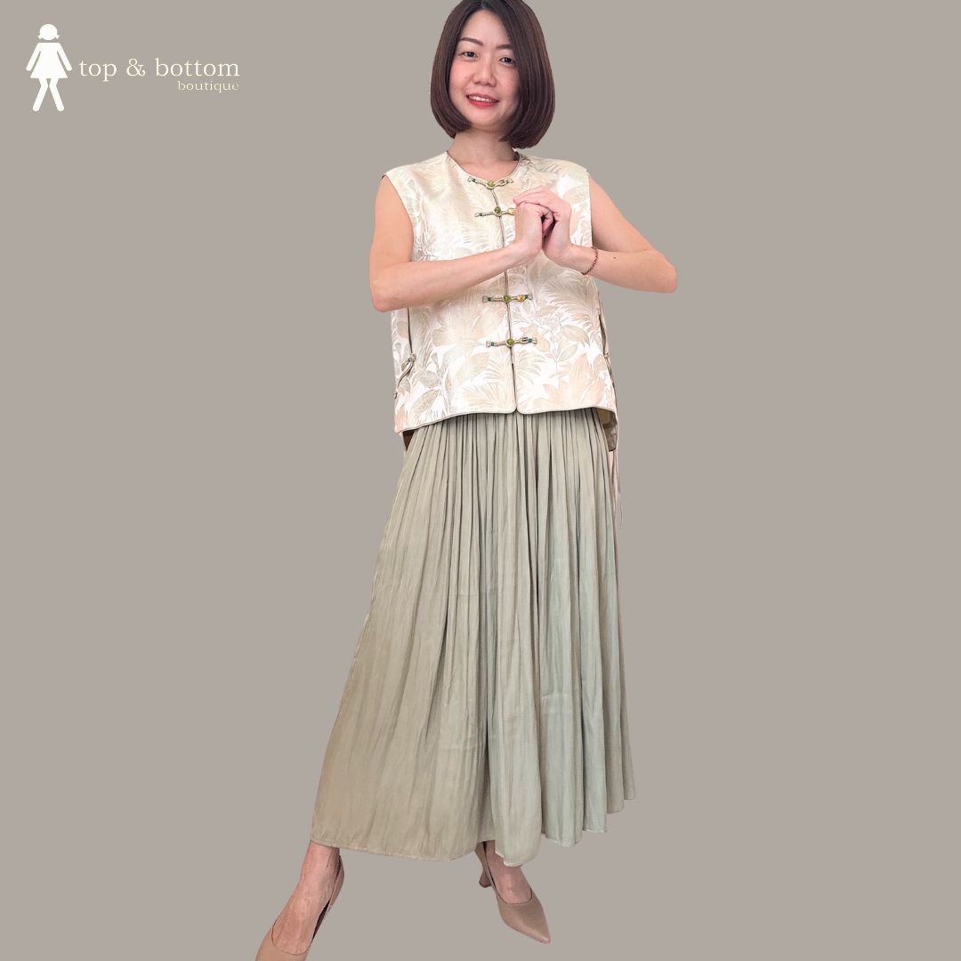 SILKY BROCADE LEAVES ORIENTAL VEST