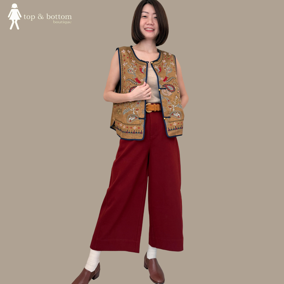 EMBROIDERED FLORAL MOTIF ORIENTAL VEST