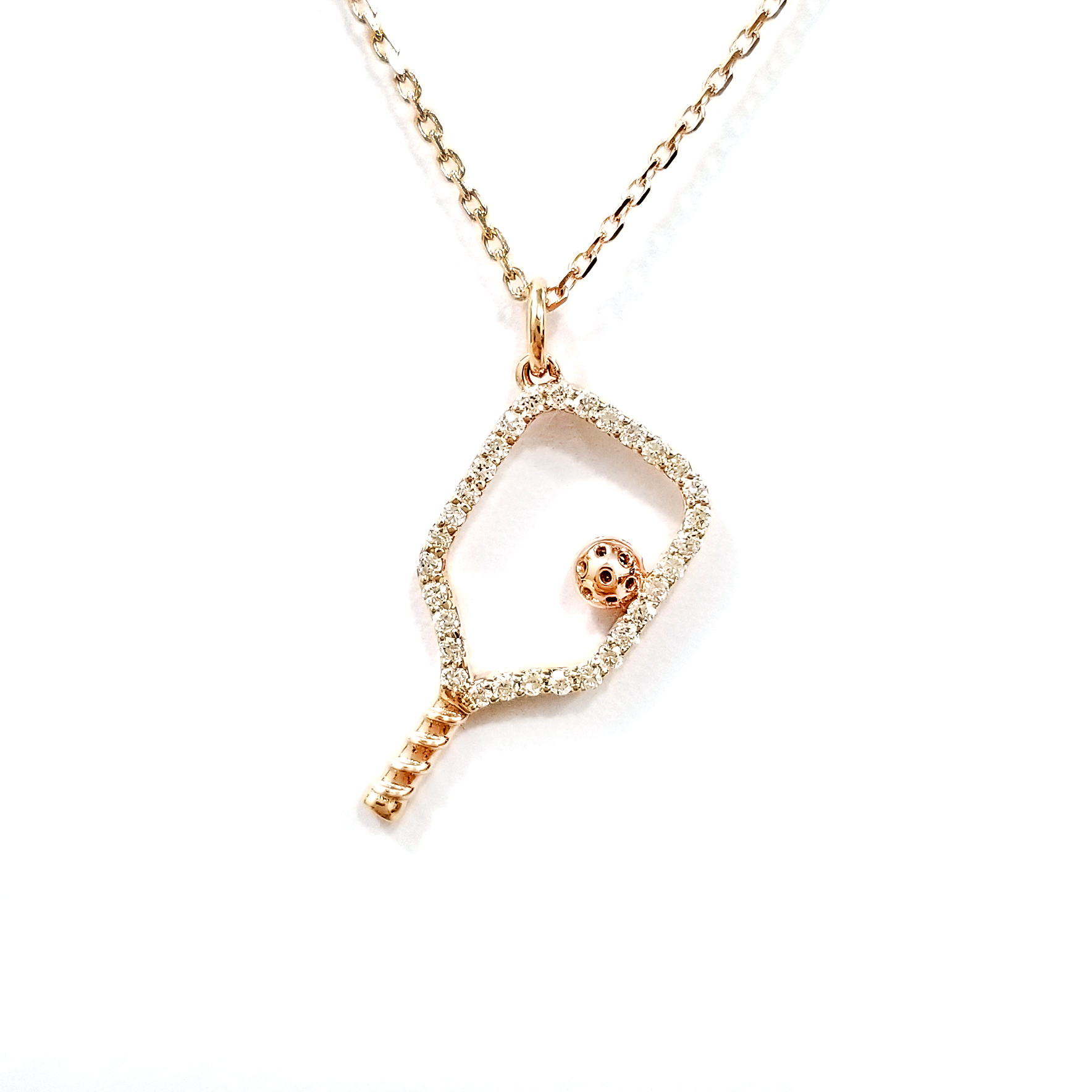 9K玫瑰金 實驗室培育鑽石匹克球頸鏈